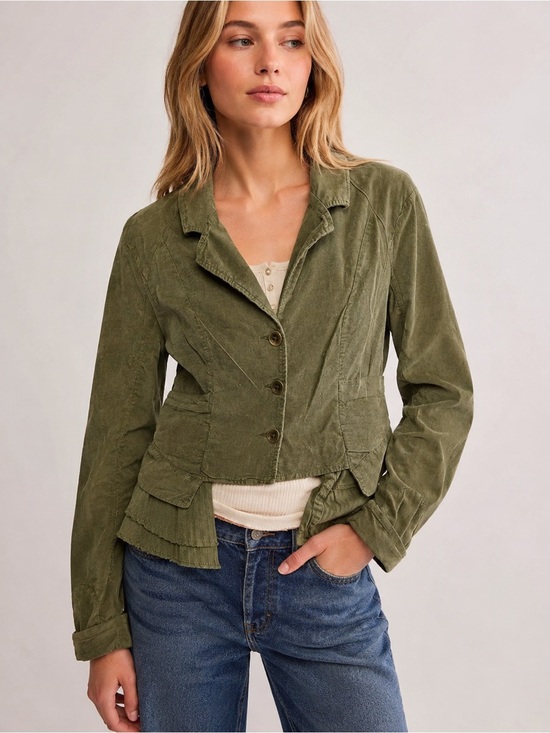 Free People Jackets & Blazers - Free People Army Green Corduroy Heritage Jacket with Vest Size M-like new